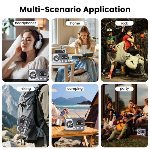 product_image_name-Generic-Radio Portable Solar FM Radio  with Flashlight, Bluetooth & USB -6