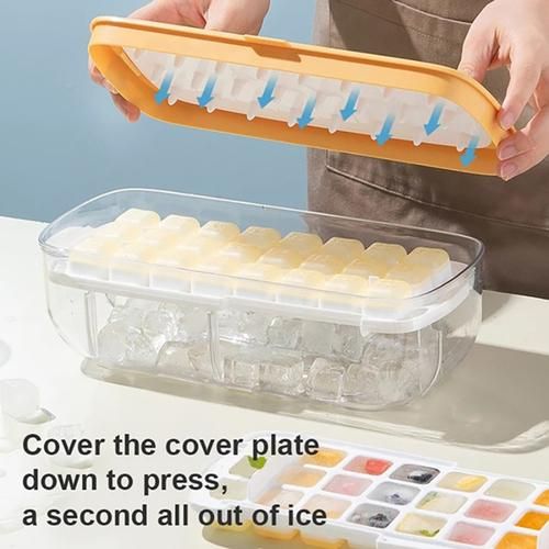 Press Type Ice Cube Tray With Lid, Silicone Ice Maker, Suitable