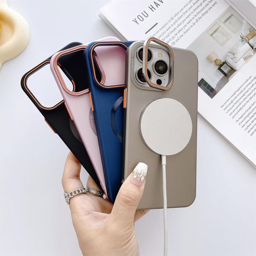 product_image_name-Generic-Magnetic Stand Luxury Phone Case with Free Camera Lens Protector, MagSafe Magnetic Ring, Hybrid Protection, and Slim Transparent Design for iPhone 13 Pro - Dark Brown-4