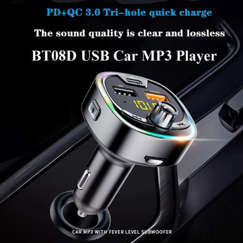 Bluetooth Fm Transmitter For Car, Qc3.0 & 7 Colors Led Backlit Car Bluetooth  Adapter Music Player Hands Free Car Kit With Sd Card Slot, Supports Usb