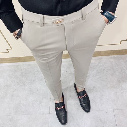 Men Suit Trouser Ankle Dress Pants Slacks Formal Business Office