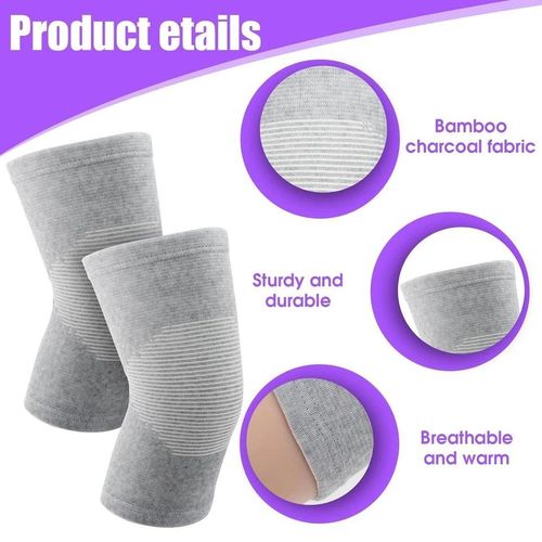 product_image_name-Generic-2 Pcs Knee Support knee Compression Sleeves support knee Guard, Braces Unisex (Grey)-5