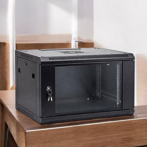 product_image_name-Generic-6U Wall Mount Data Cabinet with Lockable Glass Front, Two Keys Supplied & Adjustable Front Rear Profiles-1