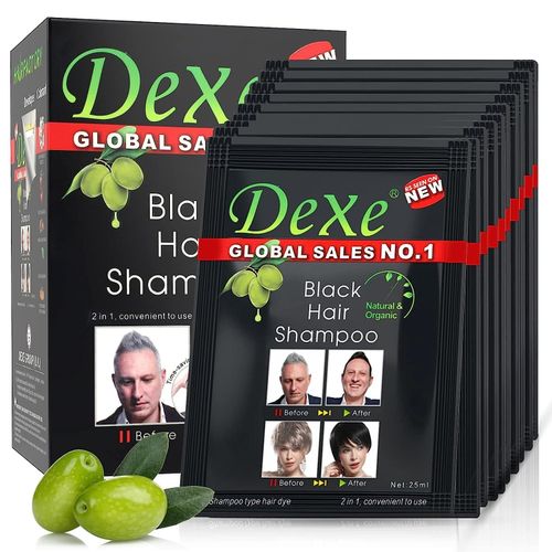 Dexe 10 PCS Dexe Black Hair Shampoo Instant Hair Dye For Men & Women ...