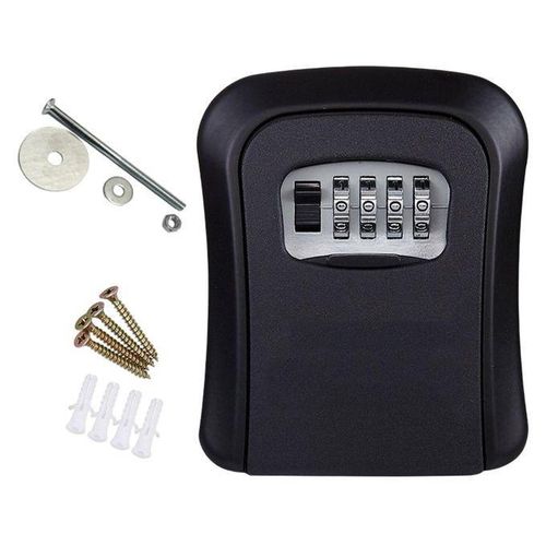 product_image_name-Generic-Key Lock Box :: Aluminum Alloy Material 4 Dial Password Key Lock Box - Black-2