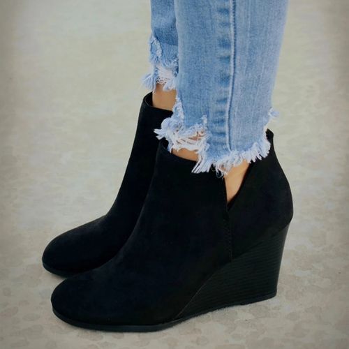 Leopard wedge ankle boots best sale