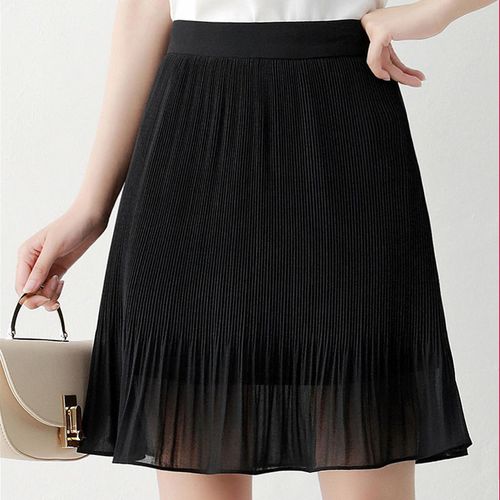 Fashion (Black)Women Skirt Summer Chiffon Mini Skirt Black White A