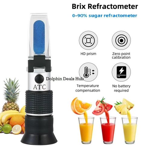 product_image_name-Generic-Honey Brix Refractometer 0–90% with ATC, Handheld Sugar Content Meter for Beekeeping & Food Processing-1