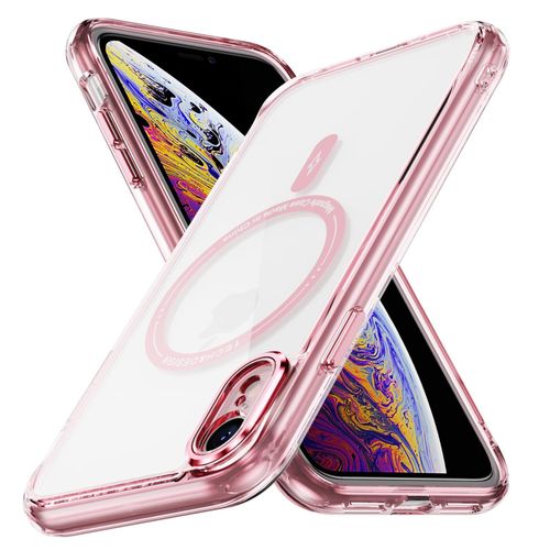 product_image_name-Generic-Electroplated Clear MagSafe Case with Camera Lens Protector for iPhone XR - Rose Gold-1