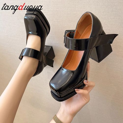 Online Shopping Evening Shoes With Ankle Strap Platform Shoes 5 inch High Heel  Pumps Gold Chunky Heel Block Heels 8122050130F | BuyShoes.Shop