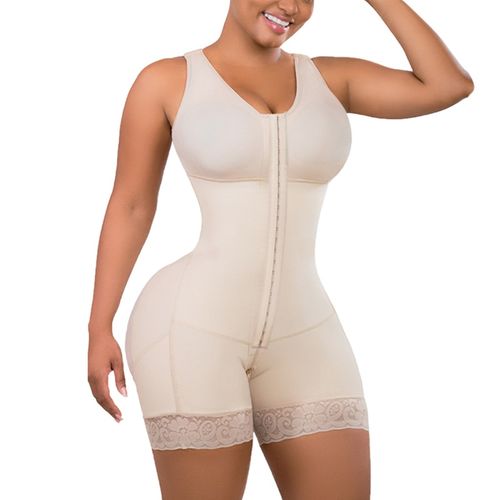 Full Bodyshaper Women Skims Tummy Control Breast Support Side Zipper Long  Bodysuit Shapewear Breasted Underwear Fajas Co size L Color Pink
