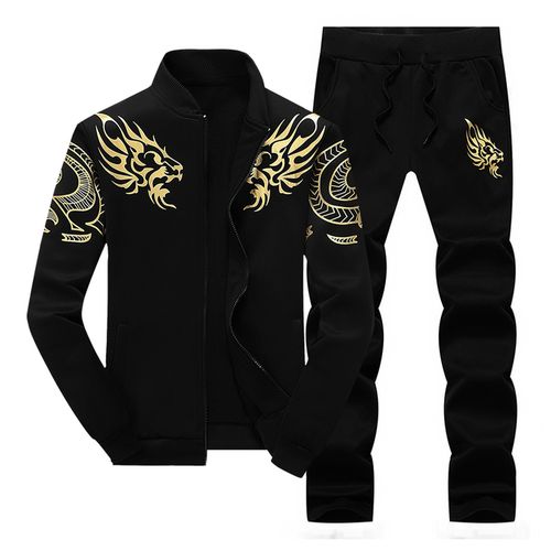 Fashion 2 IN 1 Suits Mens Sports Suits Casual Tracksuits For Men Black ...