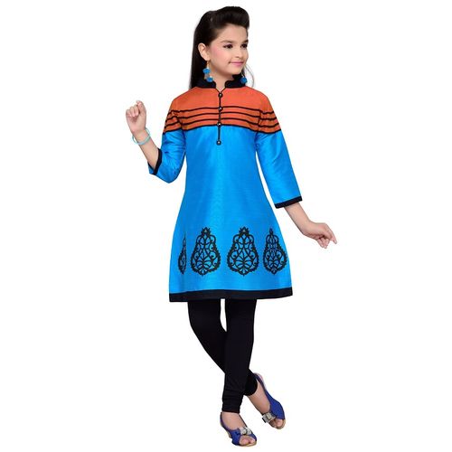 Ceemee Blue Cotton Dress Top ( Kurti ) With Matching Leggings @ Best Price  Online