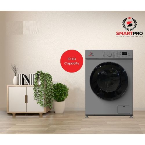 Smart Pro SWM-10FLA 10Kg Front Load Washing Machine, Multiple Wash Programs, Energy Efficient,Grey (1YR Warranty)