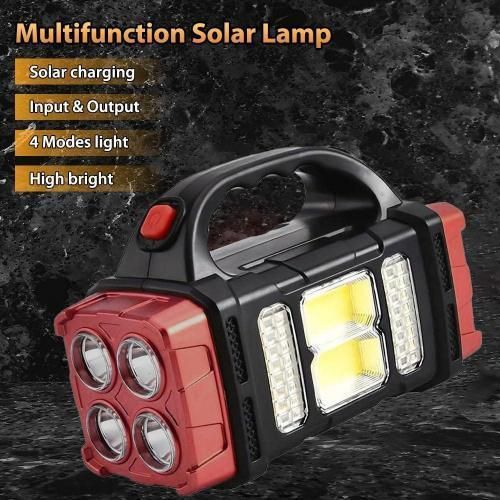 product_image_name-Generic-Solar Rechargeable Work Light Portable LED Flashlight with Power Bank for Camping-1
