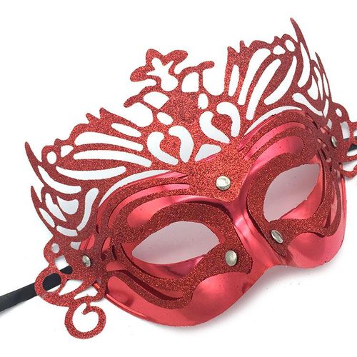 product_image_name-Generic-RED HALF FACE HALLOWEEN MASK GLITTER DESIGN MASQUERADE PARTIES BIRTHDAY BEACH PARTY MASK -4