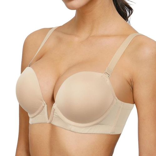 Generic Vgplay Deep Plunge Women Bra Thick Padded Low-Cut Bras For Women  Push Up Underwear Clear Straps Bra For Wedding Dress V Shape @ Best Price  Online