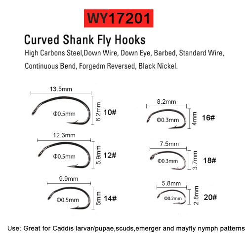 Generic Barbed Barbless Fly Tying Hooks 60 Degree Jig Nymph Hook