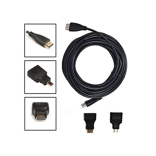 Generic 1.5m 3in1 HDMI to HDMI/Mini/Micro HDMI Adaptor Cable Kit Tablet PC TV-Black @ Best Price Online | Jumia Kenya
