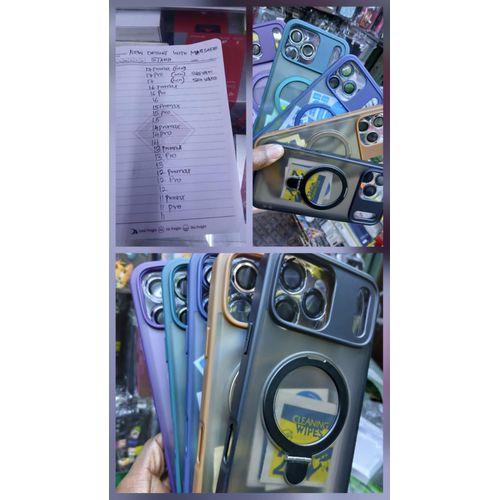 product_image_name-Generic-Transparent MagSafe Magnetic Ring Stand Case with 360° Rotatable Ring and Camera Lens Protector for iPhone 16 Pro Max - Greenish-2