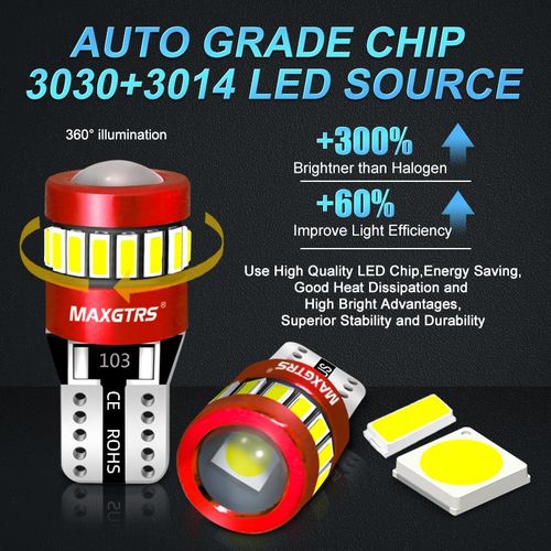 LED Car Lights Bulb  MAXGTRS - 2× Flash Strobe T10 W5W LED Bulbs