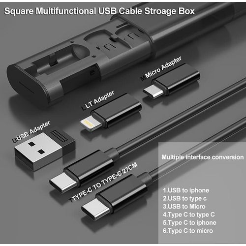 product_image_name-Flushrenic-Multi USB Charging Adapter Cable Kit,Multi Charging Cable Case Convertor USB C to iOS Device/Type C/Micro/USB A Adapter,Convertor Storage Box for Traveling Phone Pad Charging PC Computer Data Transfer-2