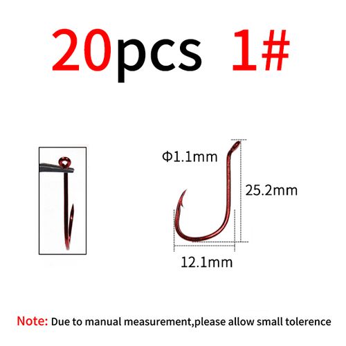 Generic 20pcs High-carbon Steel Black/Red Octopus Beak Hook Offset