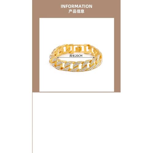 product_image_name-Fashion-2 Pcs Set Hand Chain Bracelet Diamond Iced Out Cuban Curb Gold + Silver-2