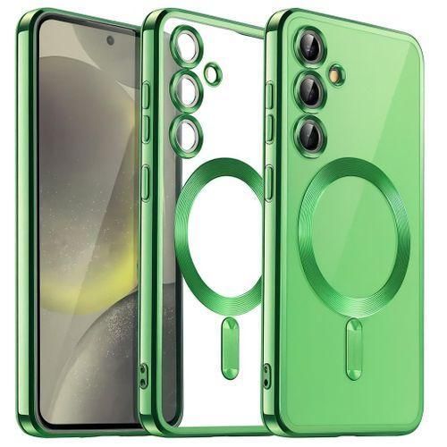 product_image_name-Generic-Electroplated Clear MagSafe Case with Camera Lens Protector for Samsung Galaxy A24 - Green-2