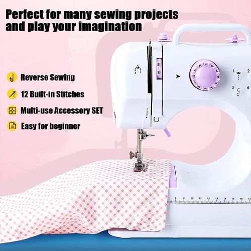 Mini Sewing Machine for Beginners, Adults and Kids, Sewing Machines with  Reverse Sewing and 12 Built-in Stitches, Portable Sewing Machine 