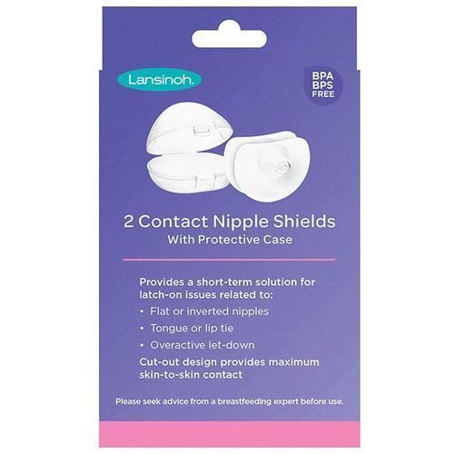 Lansinoh Contact Nipple Shields for Breastfeeding, 2 Nipple Shields (24mm)  and Case