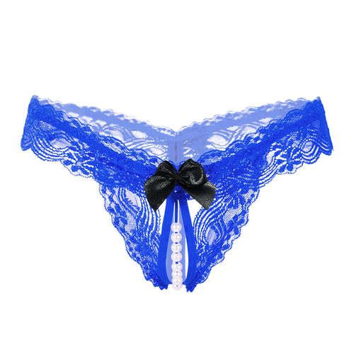 Royal blue panty with white pearl design