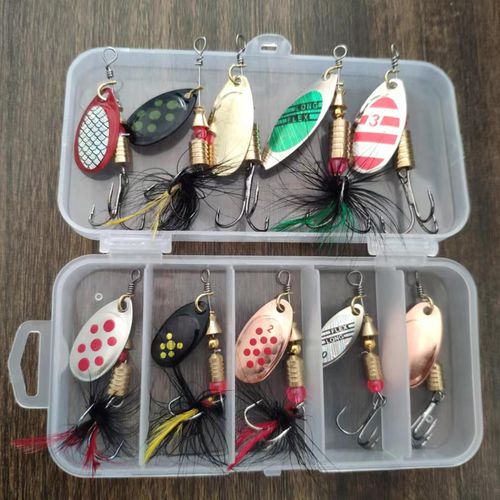 10Pcs Fishing Spoons Lures Trout Baits Casting Fishing Lures Hard