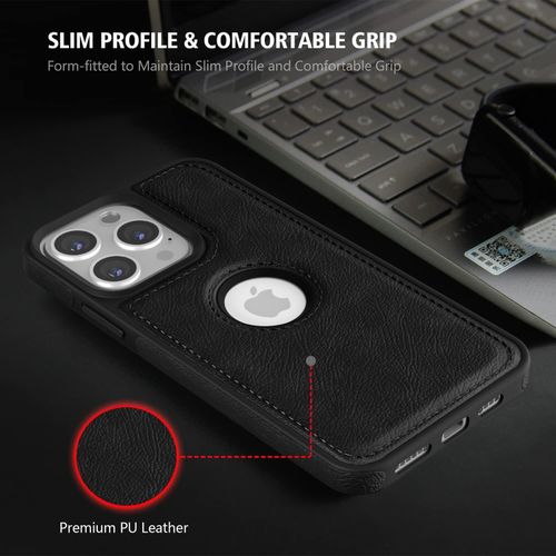 product_image_name-Generic-Black Full Hard Case Classic Soft PU Leather Cover Case For IPhone 13 Pro Max-3