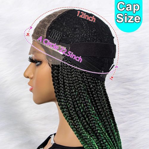 Healthy&Beauty 36 Inch Synthetic Braided Hair Darkgreen/Green Box Braids  With Curly Hair Ends