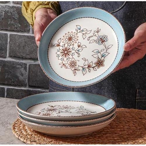 product_image_name-Generic-10" 6pcs Ceramic Blue Flowered deep Round Dinner Plate-1