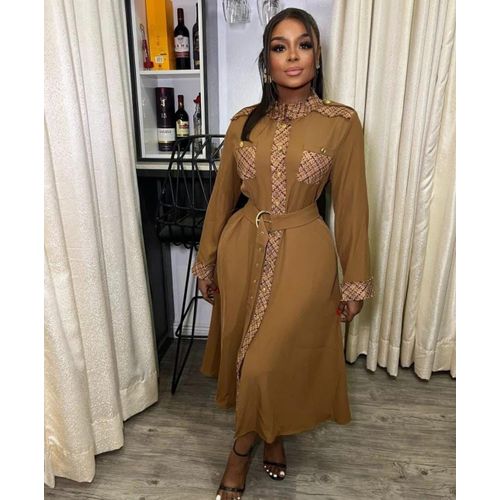 Fashion Style Fashion Women Skater Dress Office Wear Brown Dress with a belt Best Price Online Jumia Kenya