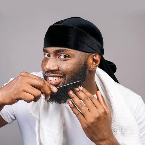product_image_name-Fashion-4 Pieces Men Velvet Durag with Long Tail Silky Durag Headwraps for 360 Waves-4
