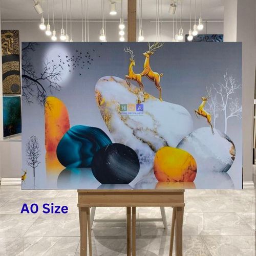 product_image_name-Canvas Prints-Golden Deer Abstract Canvas Printed Art-2