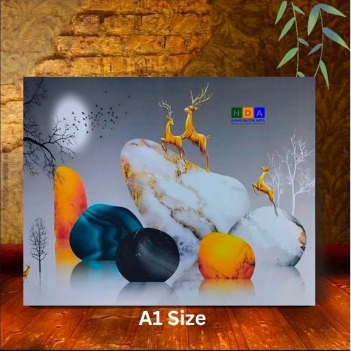 product_image_name-Canvas Prints-Golden Deer Abstract Canvas Printed Art-3
