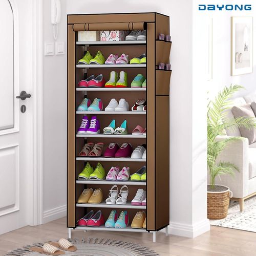 product_image_name-Generic-Hot Sale 9 Tiers Shoe Rack With Dustproof Cover 27 Pair Shoe Tower Stand Sturdy Shelf Storage Organizer Cabinet Perfect For Bedroom, Closet, Entryway, Dorm Room, MULTICOLOR-5
