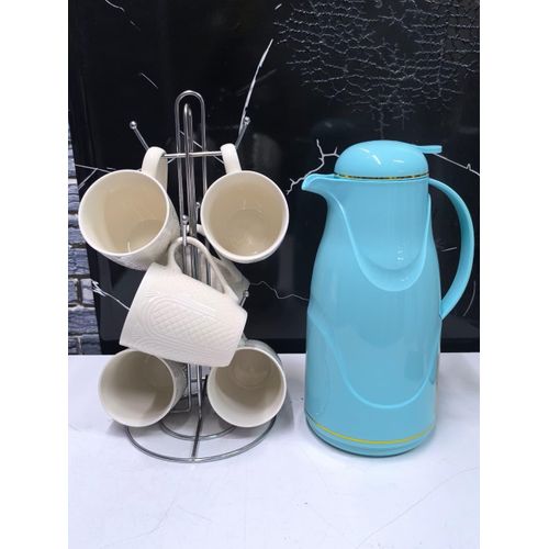 product_image_name-Generic-6-Piece White Ceramic Mugs Tea Set with 2L Flask-1
