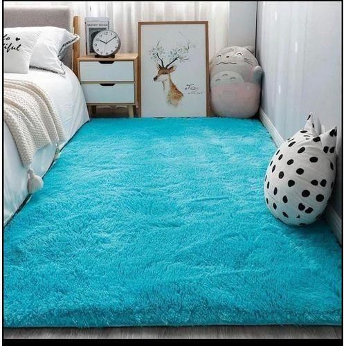product_image_name-Generic-5 By 8 Soft Fluffy Sky Blue Plain Carpets Non-slip Rugs Floor Mat-1