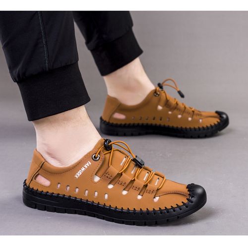 Fashion Men's Shoes Leather Sandals Soft Sole Sandals Beach Shoes ...