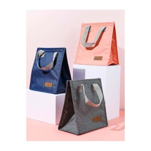 product_image_name-Miniso-Solid Color Lunch Bag - Navy Blue-2