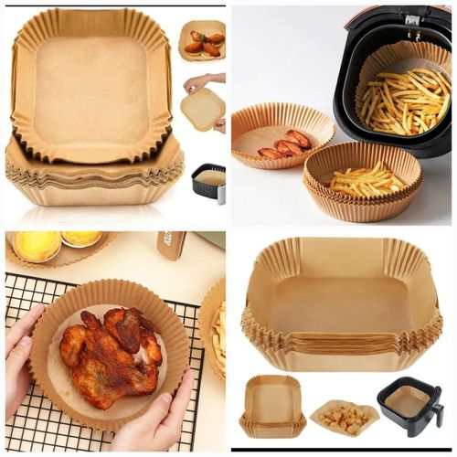 product_image_name-Generic-100 Pcs Set Air Fryer Disposable Paper Liner, 50 Pieces Food Grade Square Parchment Paper, 20cm Large Waterproof Non-Stick For Oven, Baking-1