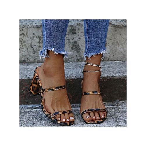 Leopard transparent chunky heels on sale