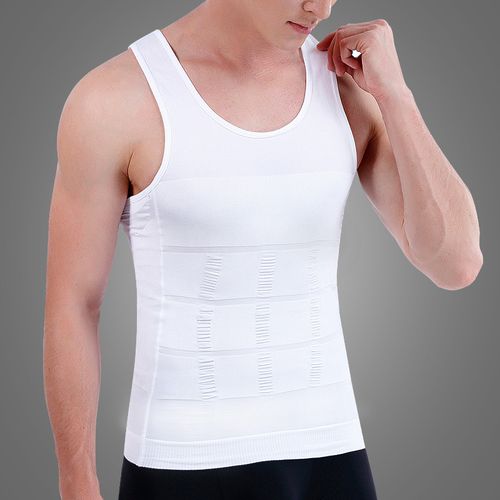 Generic Men Slimming Body Shaper T_Shirt Body Control Tummy Vest Compression  Shirt Abdomen Shaper Gym Sports Top Shapewear(#White) @ Best Price Online