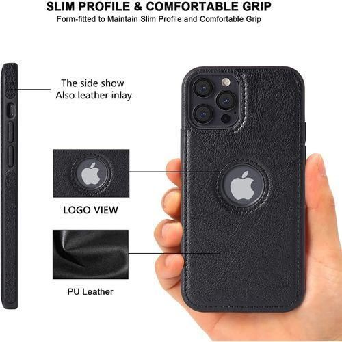 product_image_name-Generic-Apple iPhone 12 Pro Black Full Hard Case Classic Soft PU Leather Protective Phone Cover Case-2