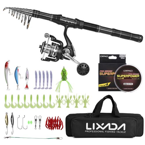 Lixada Fishing Rod Reel Combo Carbon Fiber Telescopic